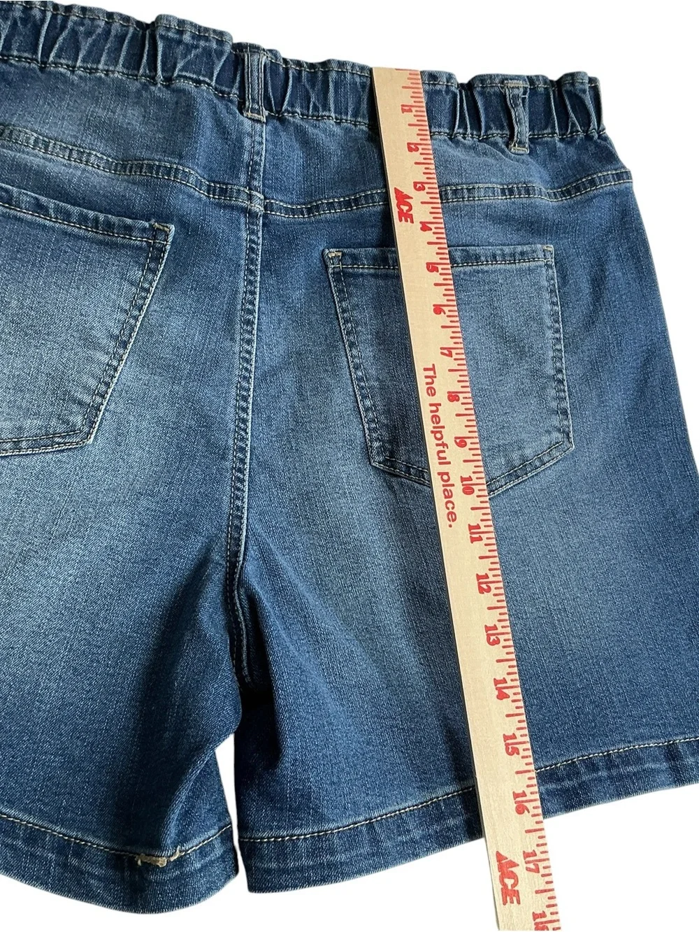 d.jeans Stretch Denim Bermuda Shorts Comfort Elastic Waist Blue Women's Size 14